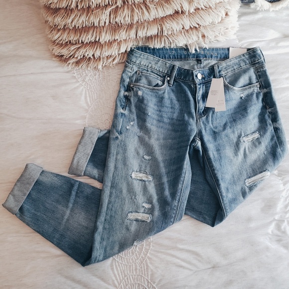 White House Black Market Denim - WHBM ; destructed chain girlfriend jeans 2